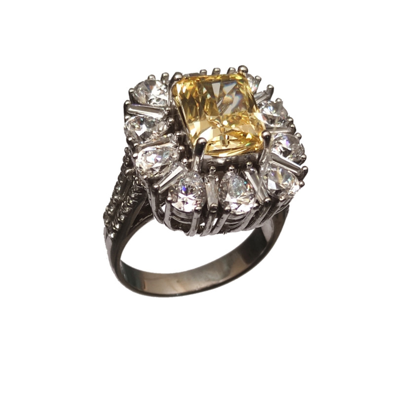 انگشتر نقره زنانه لوکسیم مدل فورکات زرد