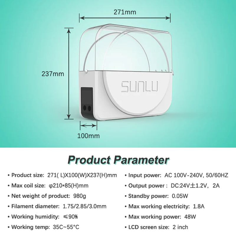 دستگاه خشک‌کن فیلامنت پرینتر سه بعدی سان‌لو مدل S1 Plus