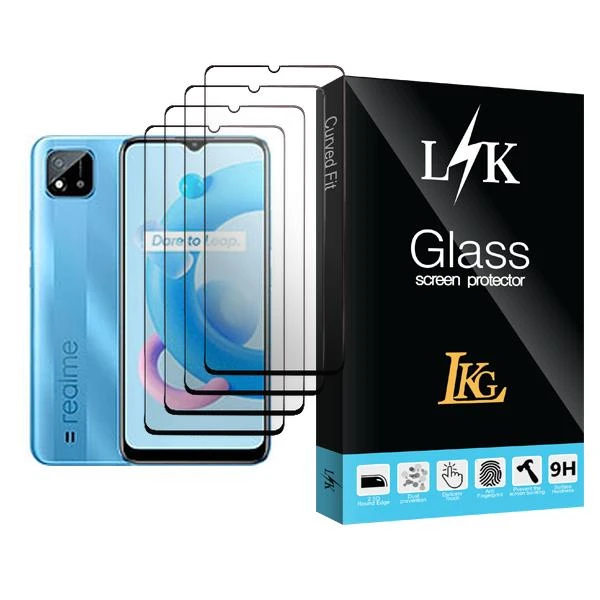 محافظ صفحه نمایش ال کا جی مدل LK Glass MIX004 مناسب برای گوشی موبایل ریلمی C20 بسته چهار عددی