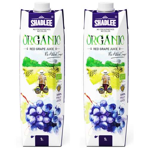  آب انگور ارگانیک شادلی - 1 لیتر بسته 2 عددی