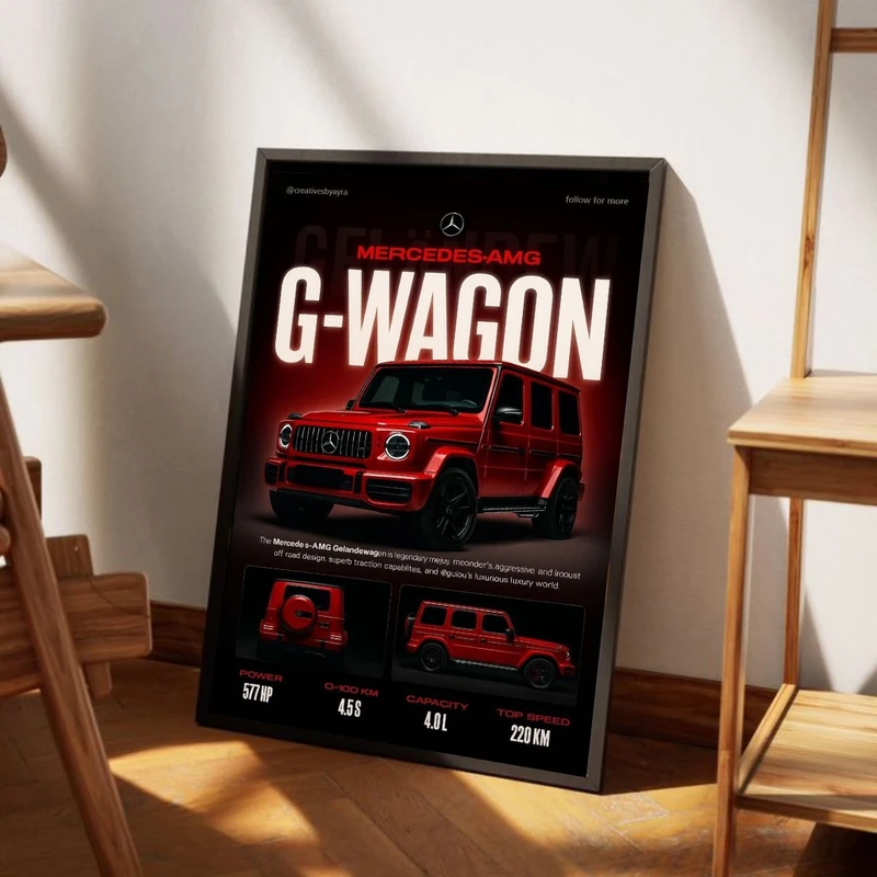 تابلو طرح بنز کلاس جی کد 1003 فریم مشکی