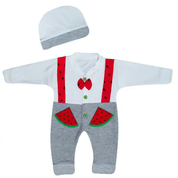 ست سرهمی و کلاه نوزادی مدل یلدا کد T2