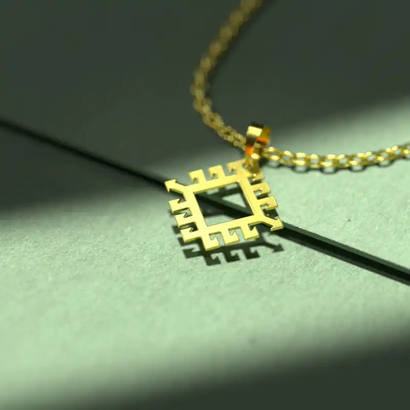 گردنبند طلا 18 عیار زنانه مدوپد مدل هندسی کد F3-1-1284