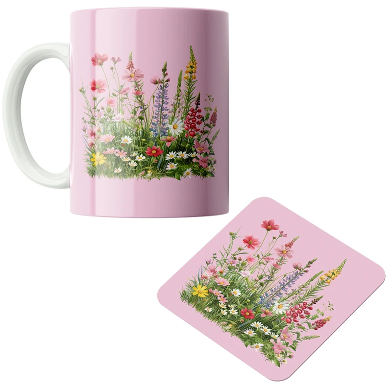 ماگ پاد آفرین مدل گل کد DKC661 به همراه زیر لیوانی