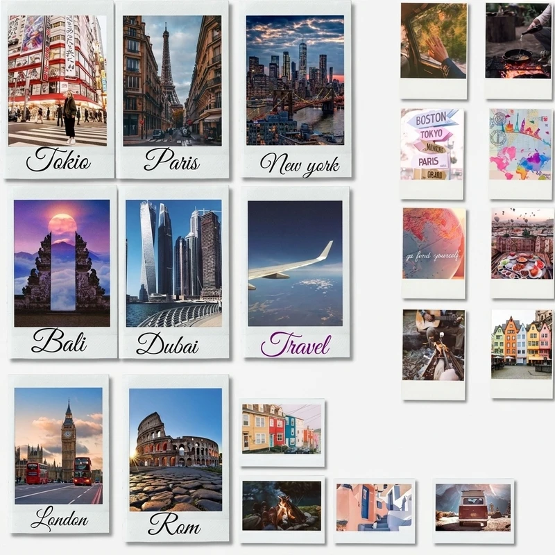 آویز تزیینی طرح سفر دور دنیا مدل مسافرتtravel all the world مجموعه 20 عددی