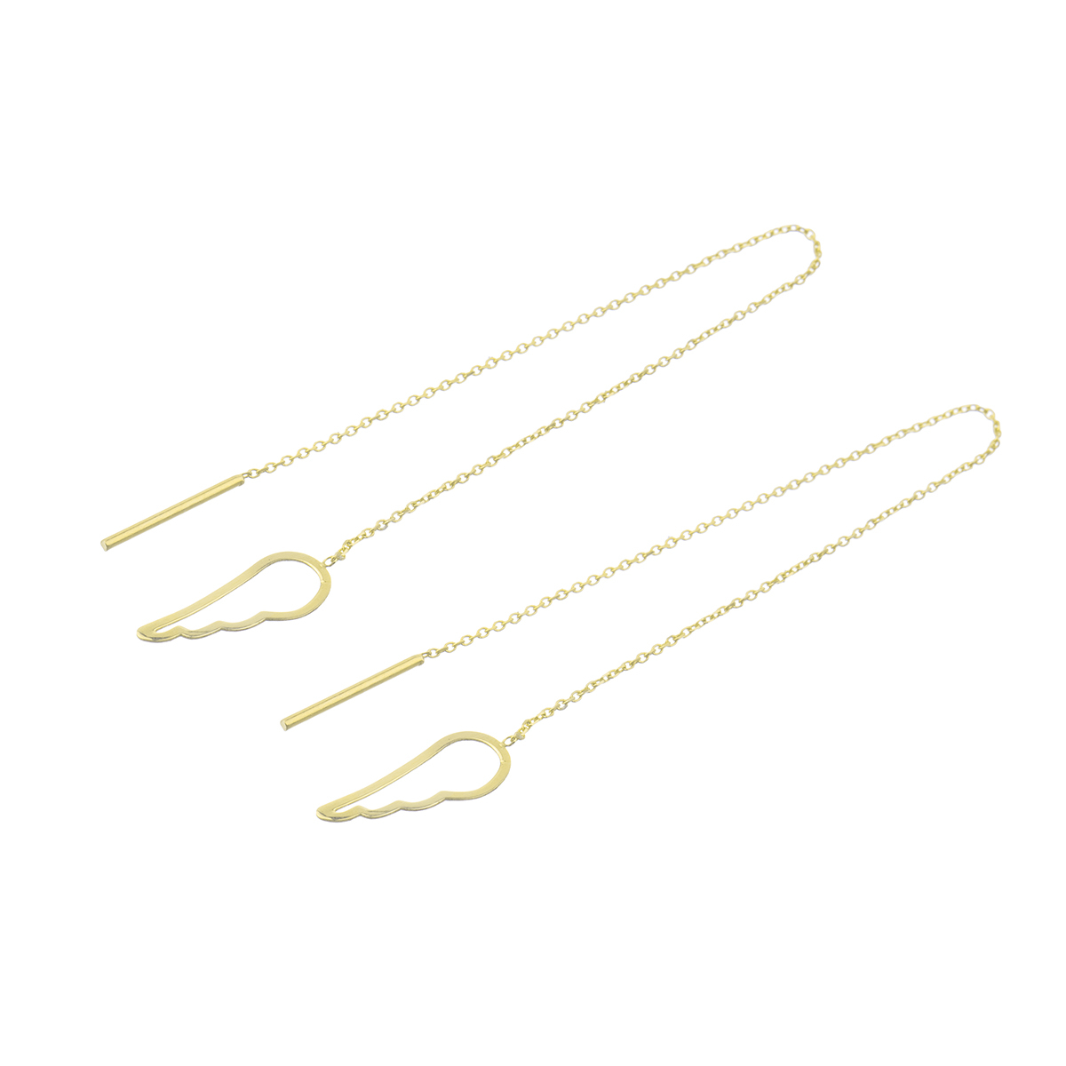 گوشواره طلا 18 عیار زنانه طرح پر مدل بخیه ای GE004