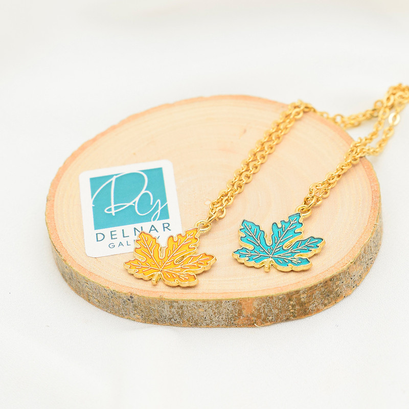 گردنبند زنانه دلنار گالری مدل برگ پاییزی