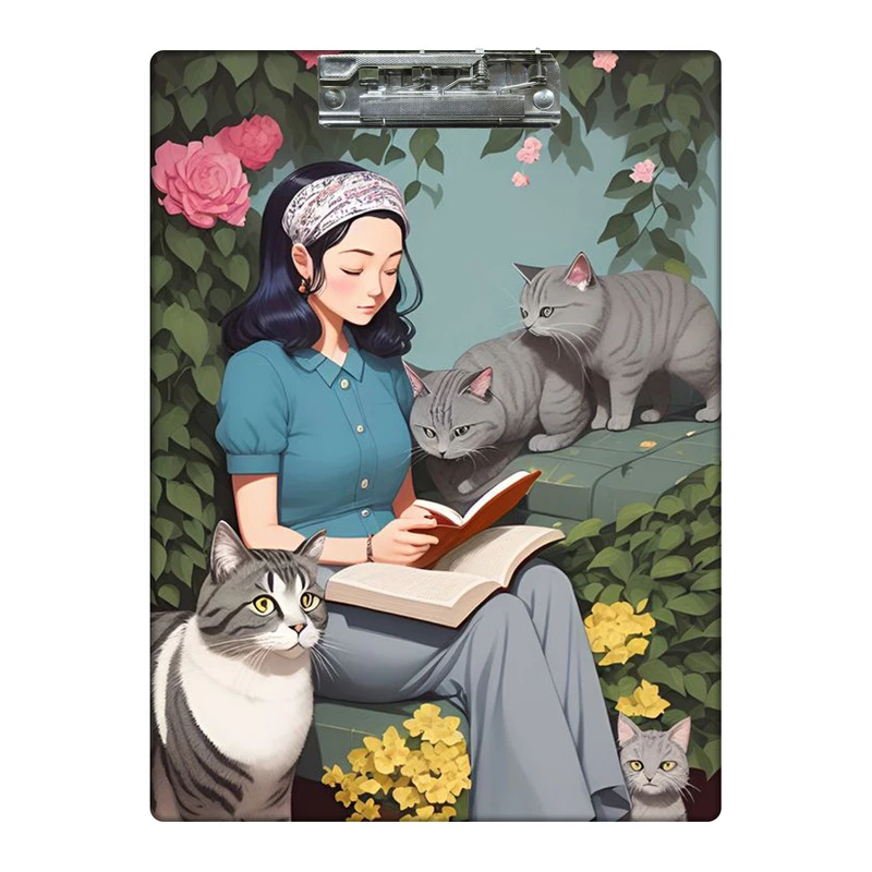 تخته شاسی طرح دختر در جنگل با گربه ها کد  9414061 سایز A4