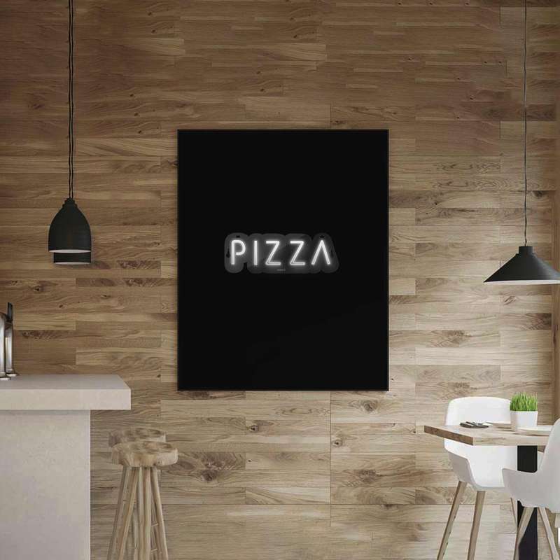 چراغ دیواری نئون دیزاین طرح Pizza-Text_WHT