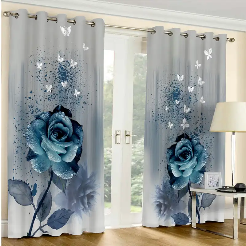 پرده مدل هازان چاپی طرح گل کد 5120 سایز 140x280 سانتی متر