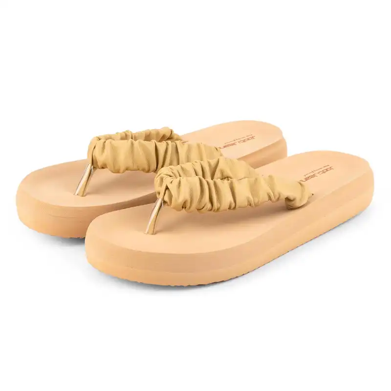 دمپایی لاانگشتی زنانه جوتی جینز مدل Soft کد 01 رنگ کرم