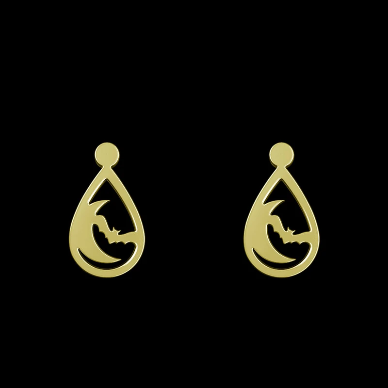گوشواره طلا 18 عیار زنانه مدوپد مدل ماه و خفاش کد GA1-13576