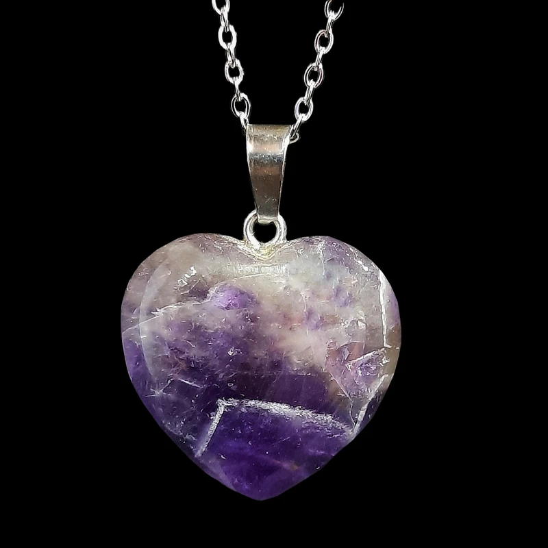 گردنبند زنانه مدل قلب آمیتیست کد 7-49