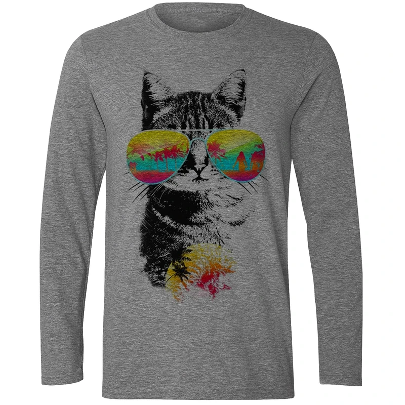 تیشرت آستین بلند مردانه مدل گربه رنگی W41