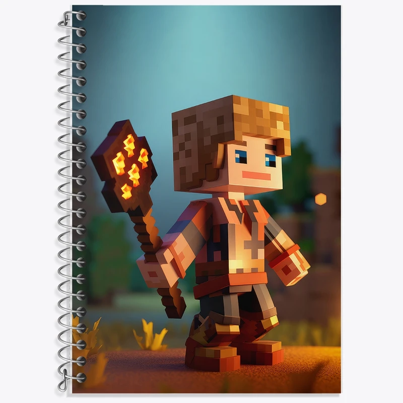 دفتر زبان 50 برگ خندالو مدل دو خط طرح ماینکرافت (Minecraft) کد F2056