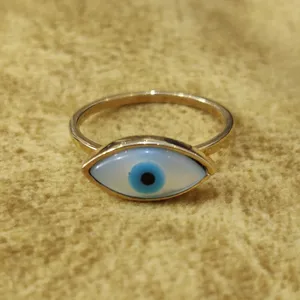 انگشتر طلا 18 عیار زنانه قیراط طرح چشم نظر کد GH2695