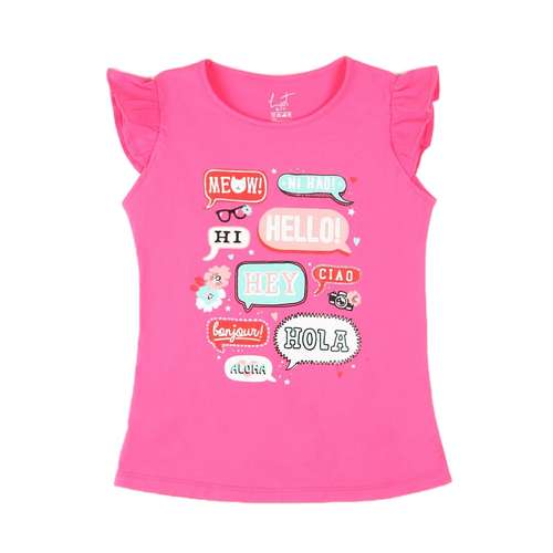 تی شرت دخترانه لینتل مدل hello کد 0056 رنگ صورتی