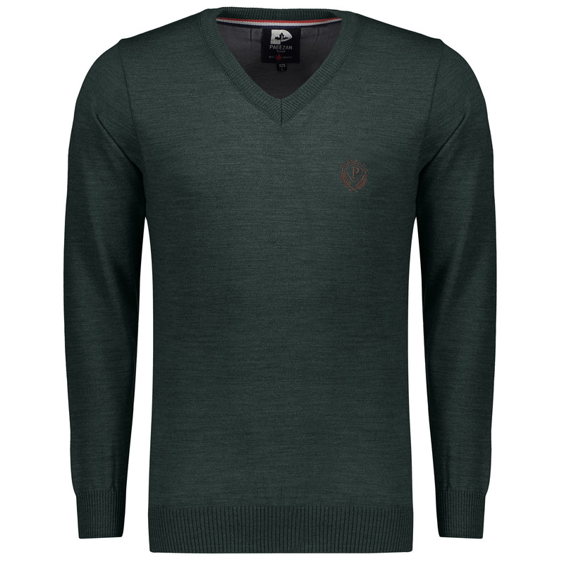 پلیور مردانه تریکو پاییزان مدل P700 ملانژ رنگ سبز یشمی