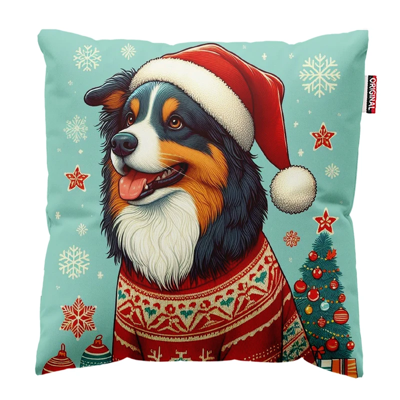 کوسن پاد آفرین مدل کریسمس طرح سگ کد PK302755 سایز 30*30 سانتی متر