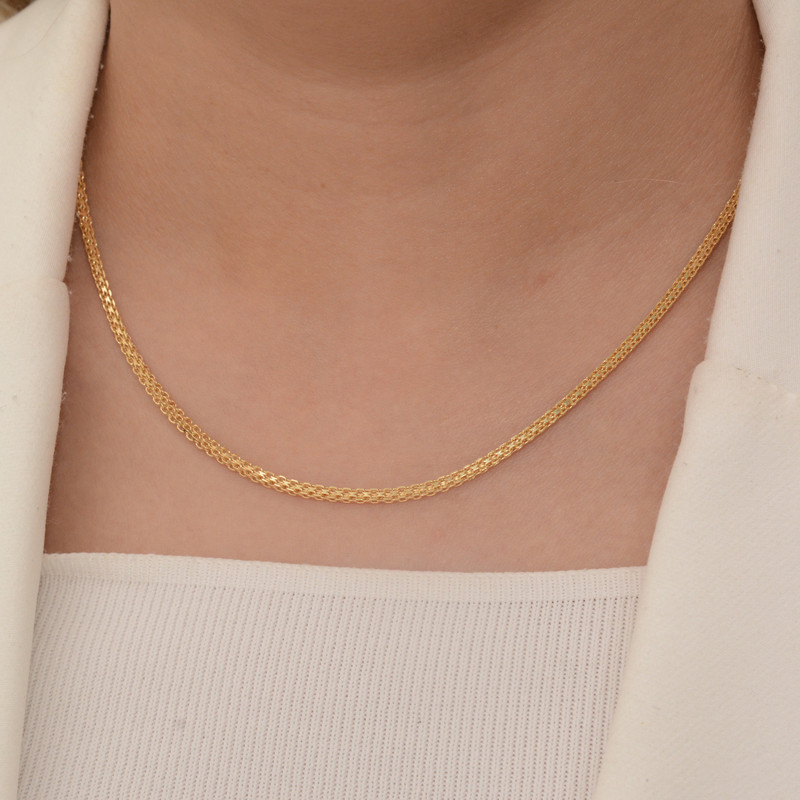 زنجیر طلا 18 عیار زنانه طلای مستجابی مدل بیزمارک چهار گوش کد Z45