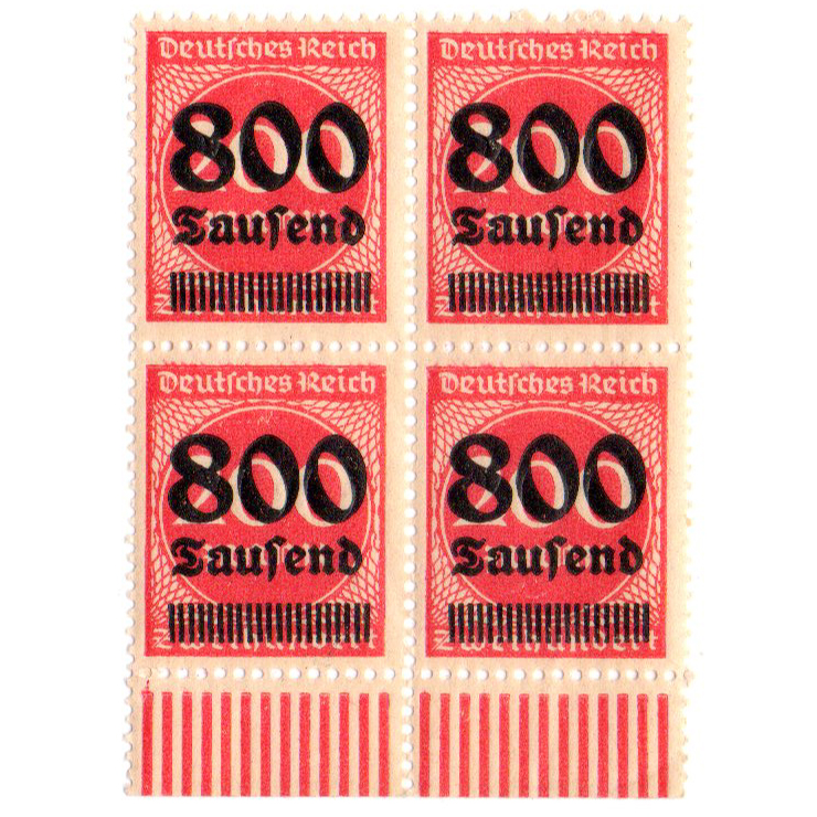 تمبر یادگاری مدل 800.000 مارک آلمان رایش بسته 4 عددی