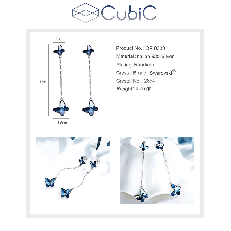 گوشواره نقره زنانه کوبیک مدل QP_9209 گوشواره نقره زنانه کوبیک مدل QP_9209