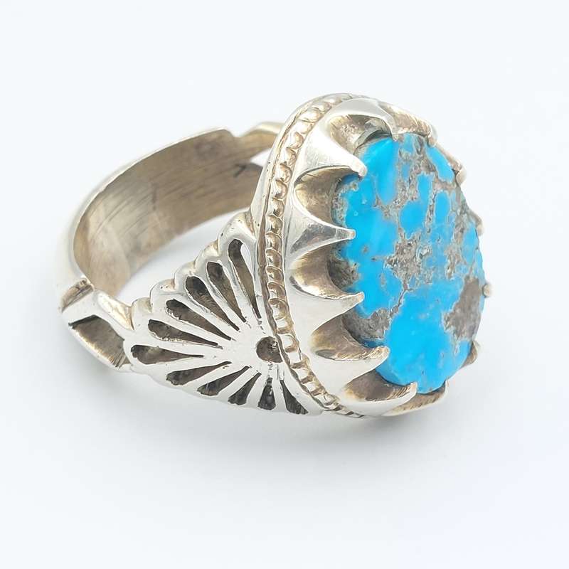 انگشتر نقره مردانه مدل فیروزه کد 20605