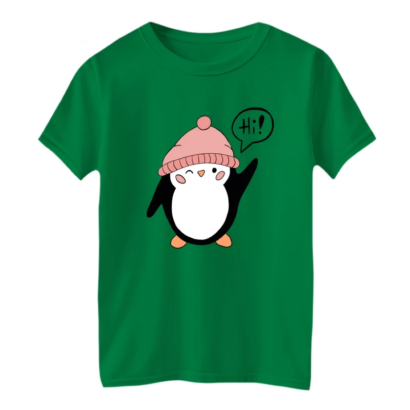 تی شرت آستین کوتاه بچگانه مدل پنگوئن زمستونی