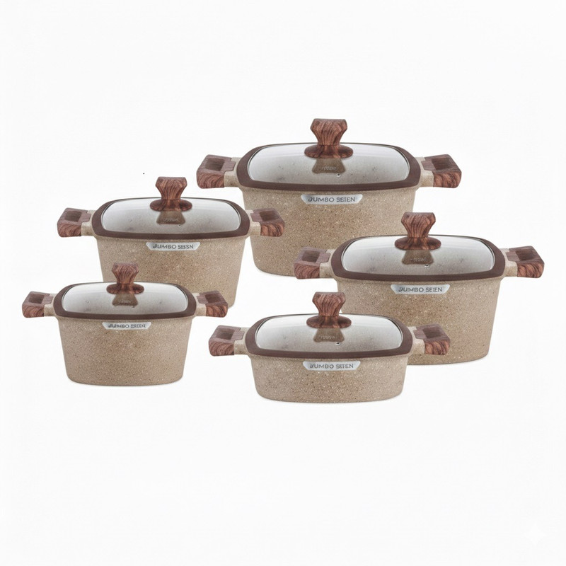 سرویس قابلمه و تابه گرانیتی 10 پارچه بازرگانی زیو مدل ZCS-8300/5S32 JUMBO SERIES