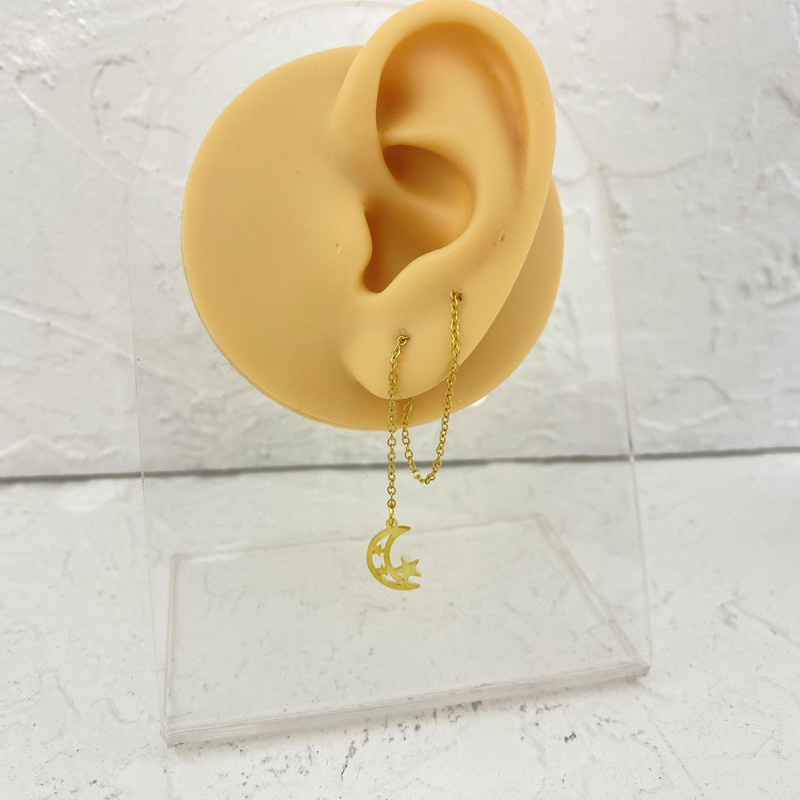 گوشواره زنانه مدل بخیه ماه و ستاره کد E4753