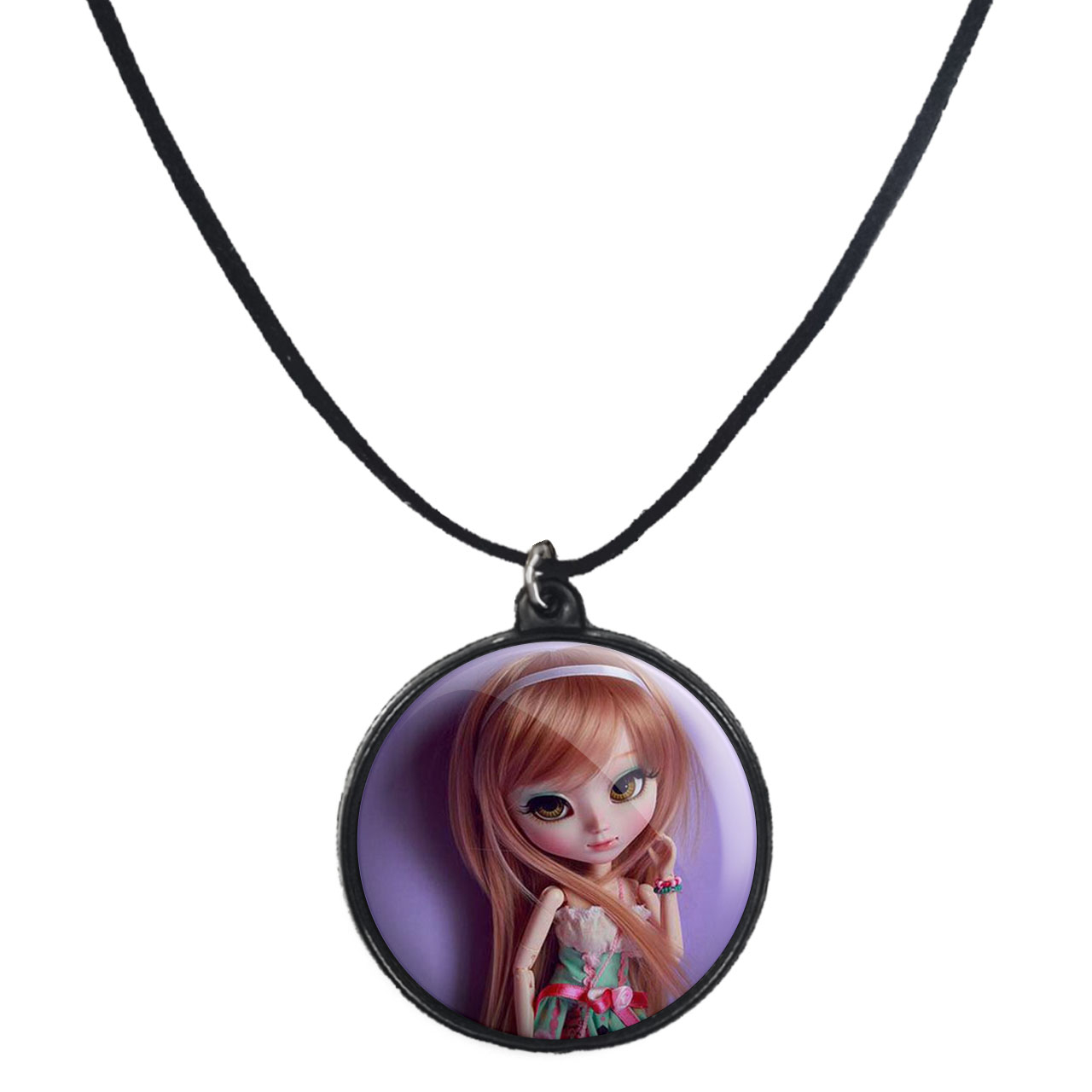 گردنبند پرمانه طرح عروسک زیبا کد pmb.2434 مدل دو طرفه