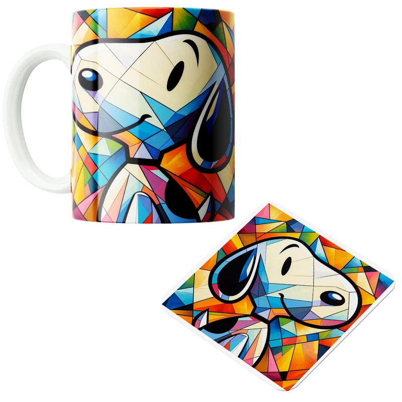 ماگ پاد آفرین مدل سگ بامزه کد z393 به همراه زیر لیوانی