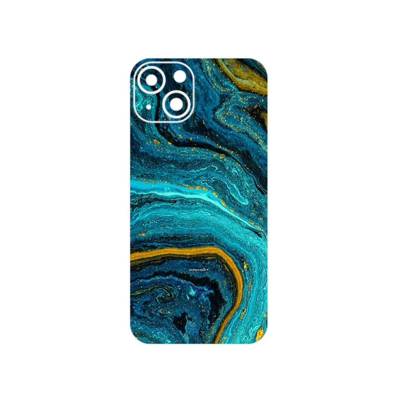 برچسب پوششی ماهوت مدل Turquoise marblewith golden streaks مناسب برای گوشی موبایل اپل iPhone 13
