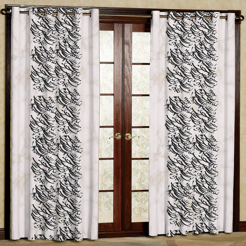  پرده بارمان دکور طرح شعر مدل هازان پانچی کد 84-1984 W سایز 140x280 سانتی متر