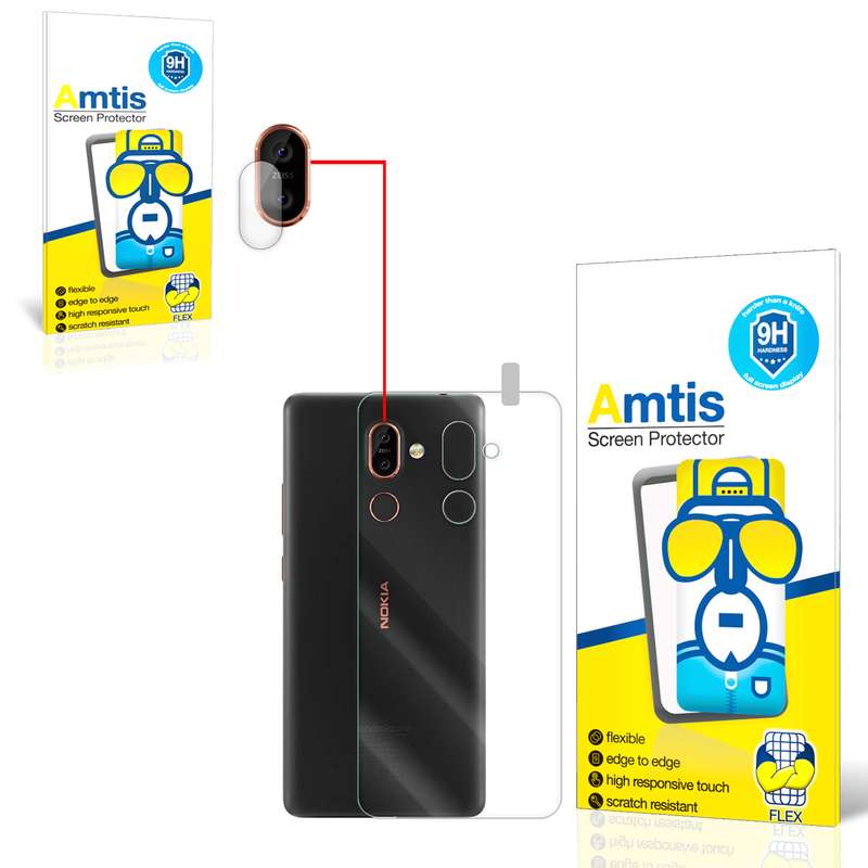 محافظ لنز دوربین امتیس مدل n7plus مناسب برای گوشی موبایل نوکیا N7 PLUS به همراه محافظ پشت گوشی