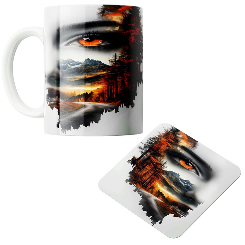 ماگ پاد آفرین مدل طبیعت کد 01 به همراه زیر لیوانی