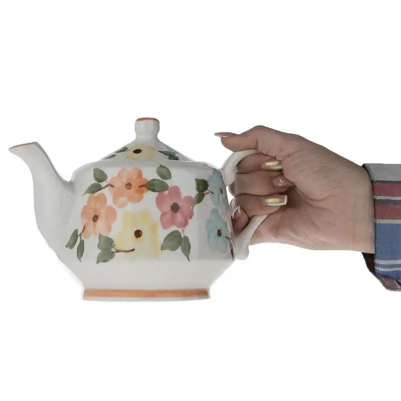 قوری سرامیکی طرح بهار گل ها مدل لندنی کد SHEX106