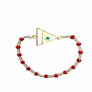 دستبند دخترانه مدل منجوق ملیله ای طرح چشم نظر کد 35656 