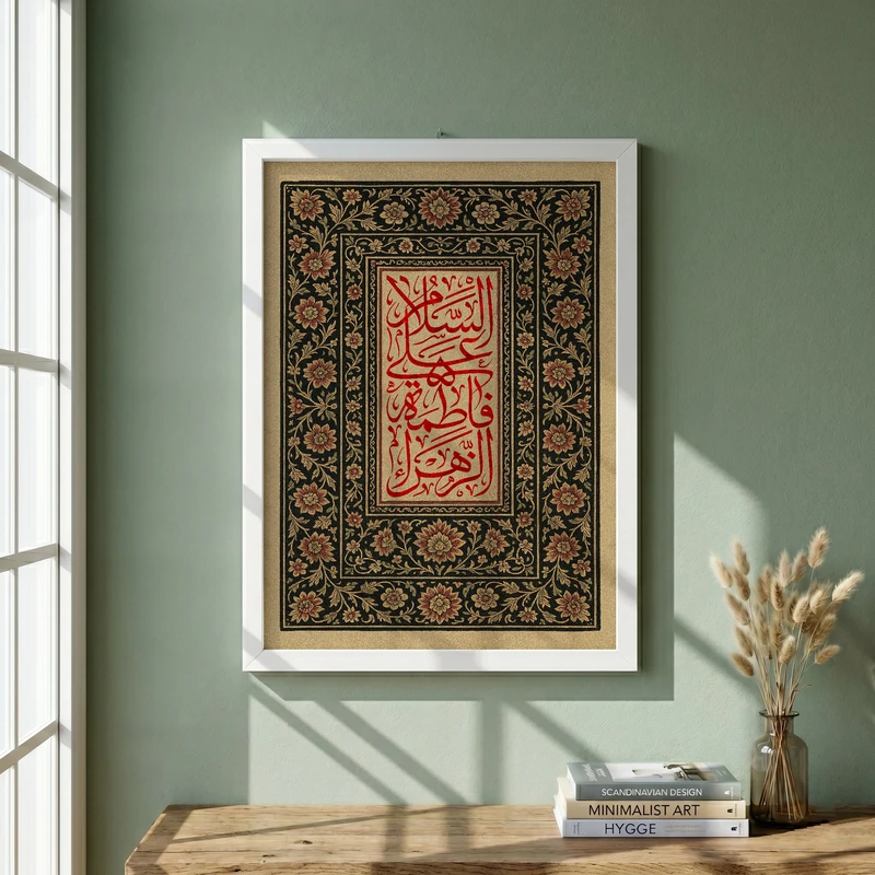 تابلو طرح السلام علی فاطمه الزهرا مدل G13904 فریم سفید