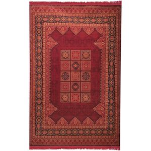 فرش ماشینی زمرد مشهد مدل کهنه نما زمینه لاکی