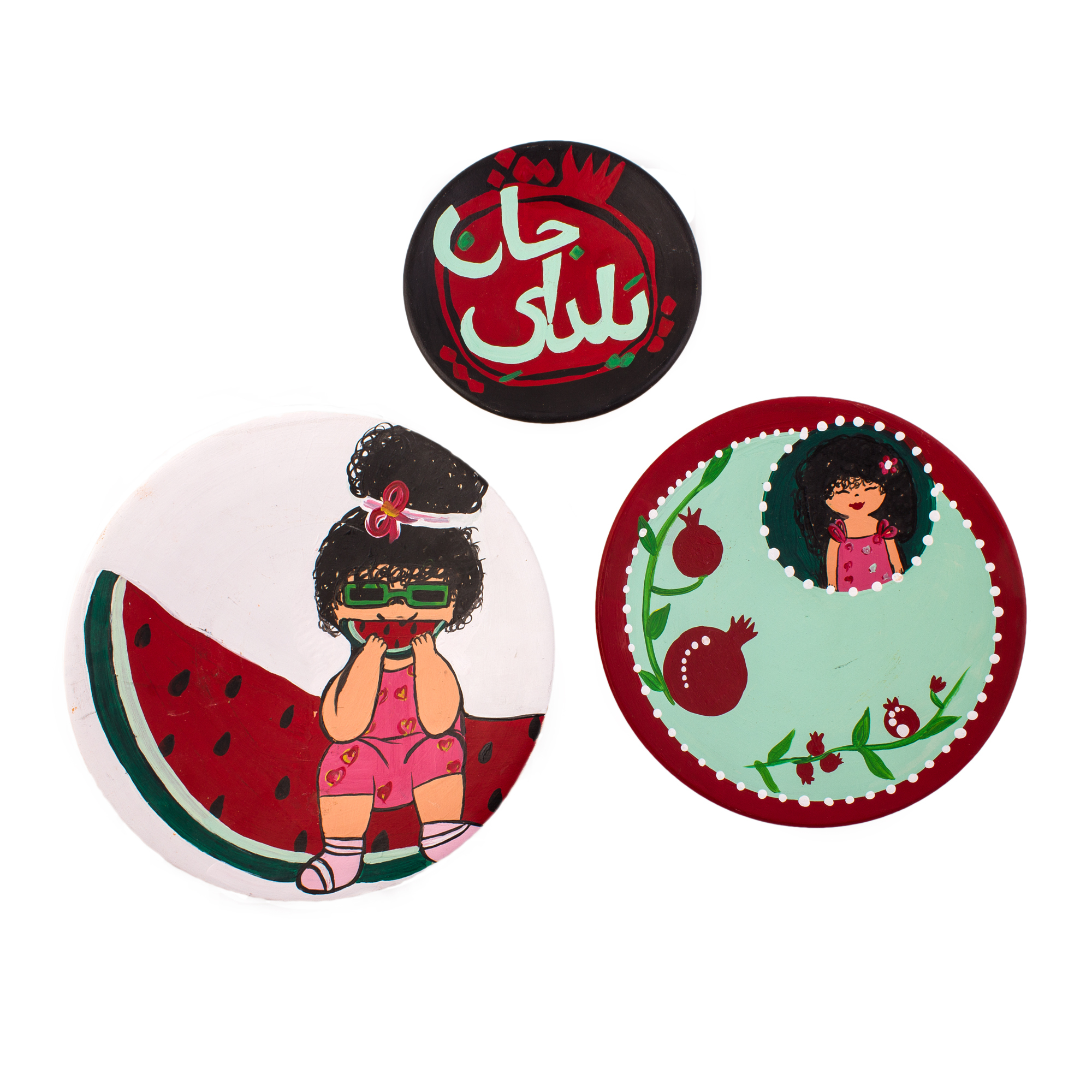 بشقاب سفالی طرح یلدا کد 09 مجموعه 3 عددی