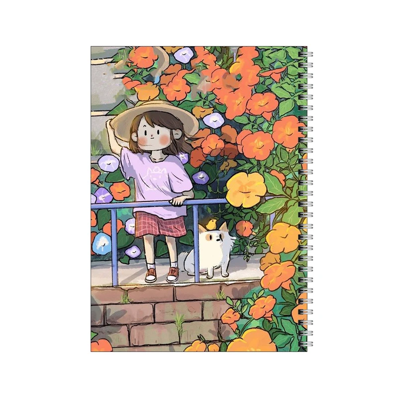 دفتر مشق 100 برگ بامبیلیپ طرح دختر وگربه در باغ کد 8268265