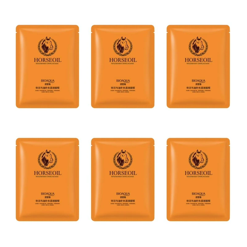 ماسک صورت بی آکوا مدل اسب مناسب برای انواع پوست وزن 25 گرم بسته 6 عددی