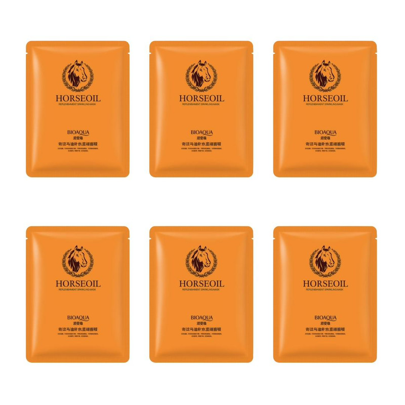 ماسک صورت بی آکوا مدل اسب مناسب برای انواع پوست وزن 25 گرم بسته 6 عددی