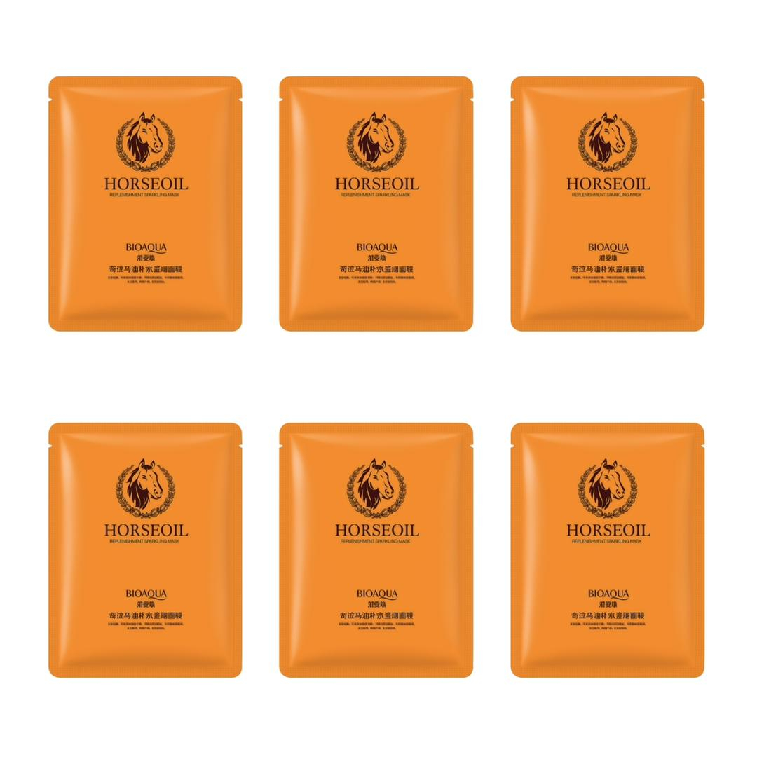 ماسک صورت بی آکوا مدل اسب مناسب برای انواع پوست وزن 25 گرم بسته 6 عددی