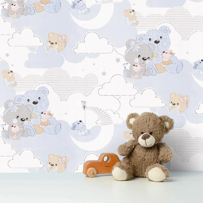 کاغذ دیواری اتاق کودک مدل خرس های عروسکی مجموعه 3 عددی