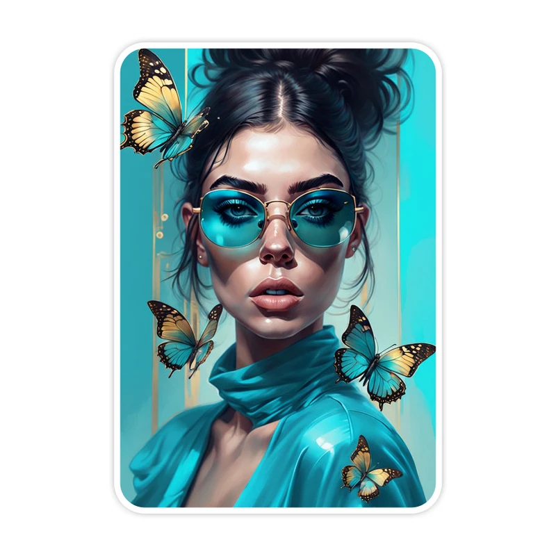 استیکر لپ تاپ و موبایل گوفی طرح دختر عینکی مدل Blue girl 696