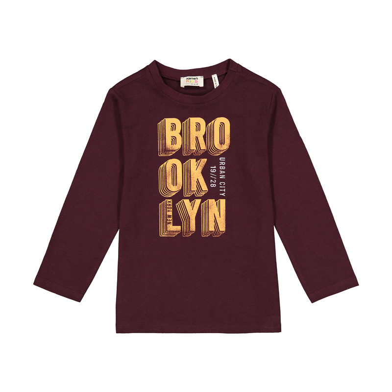 تی شرت آستین بلند پسرانه مدل 1kkb16971ok-335 رنگ زرشکی