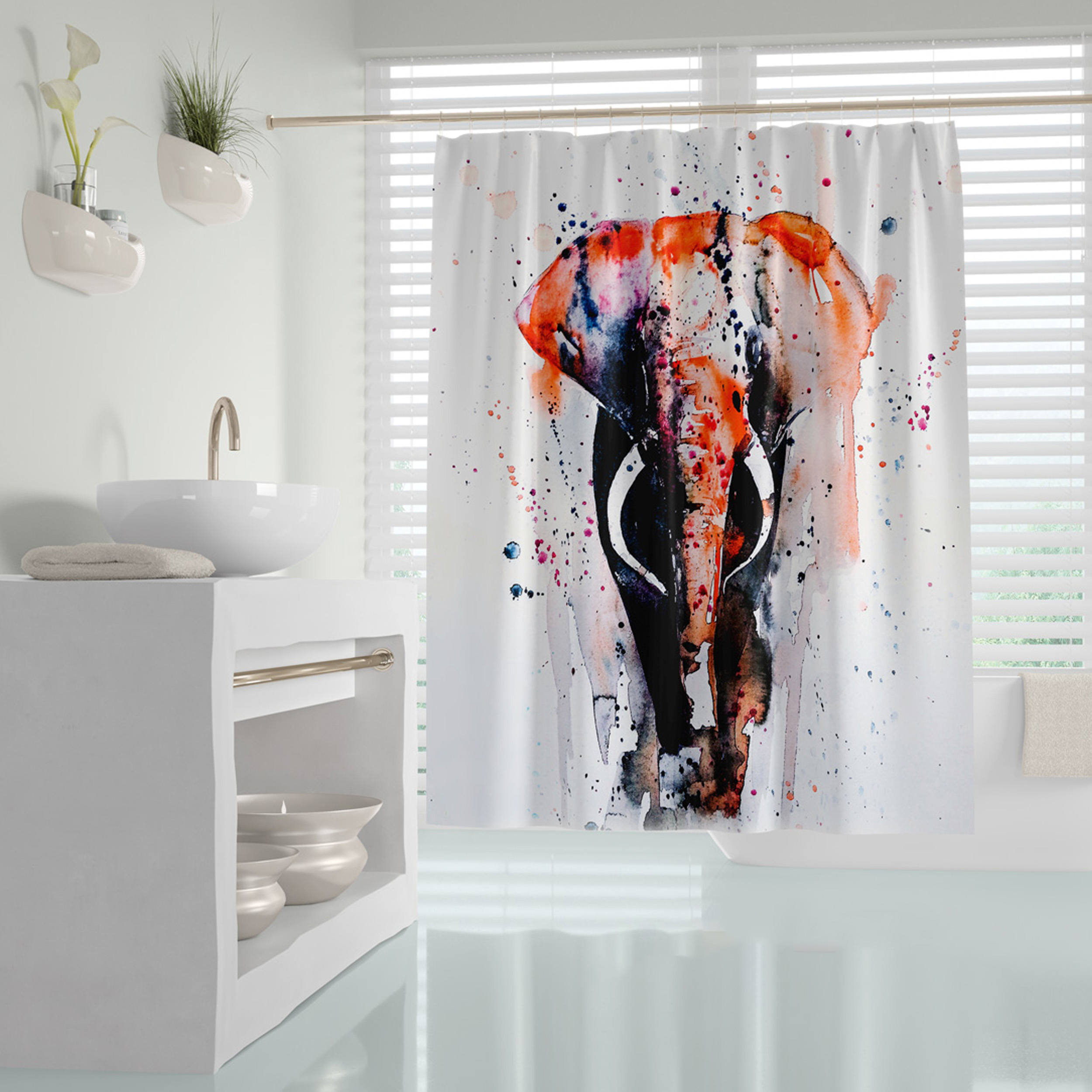 پرده حمام دلفین مدل Elephant سایز 180x200سانتی متر