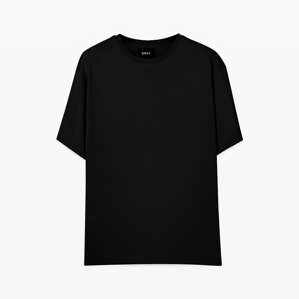 تی شرت اورسایز مردانه گری مدل OVR رنگ مشکی -  - 1